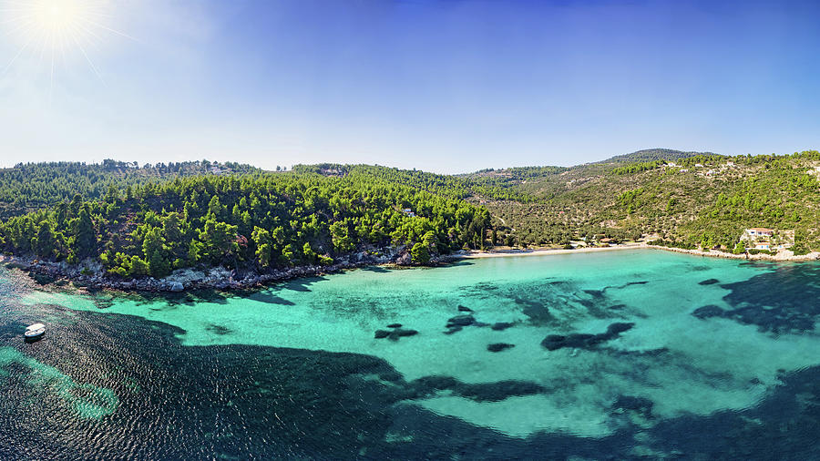 The beach Tzortzi Gialos of Alonissos from drone, Greece Photograph by Constantinos Iliopoulos