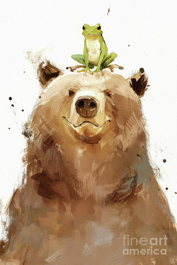 The Bear And The Frog Painting by Tina LeCour The Bear And The Frog Painting by Tina LeCour
