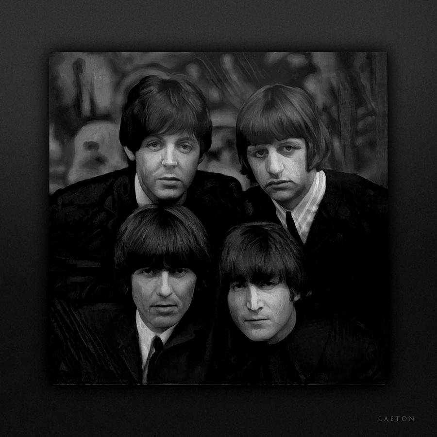 The Beatles  Black and White Digital Art by Richard Laeton