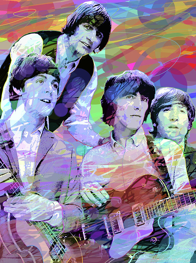 The Beatles In Living Color Painting by David Lloyd Glover