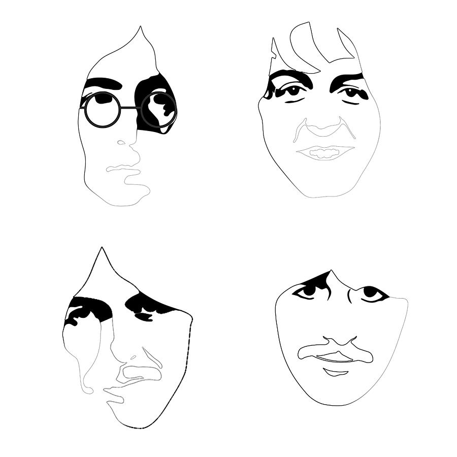 The Beatles Line Drawing Digital Art by Naxart Studio