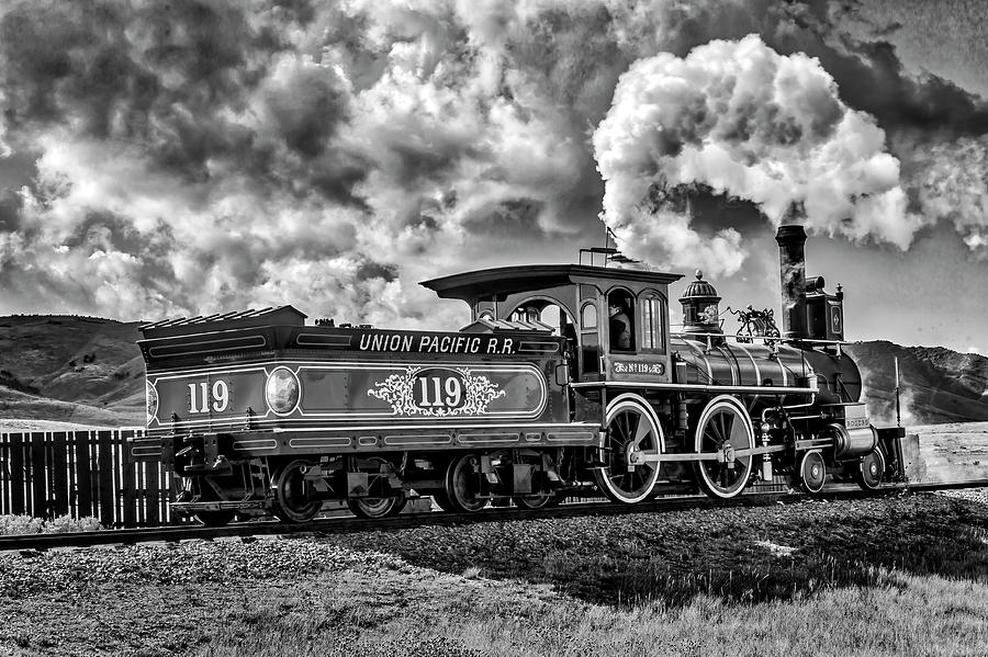 The Beautiful 119 Union Pacific Train In Black And White Photograph by Garry Gay