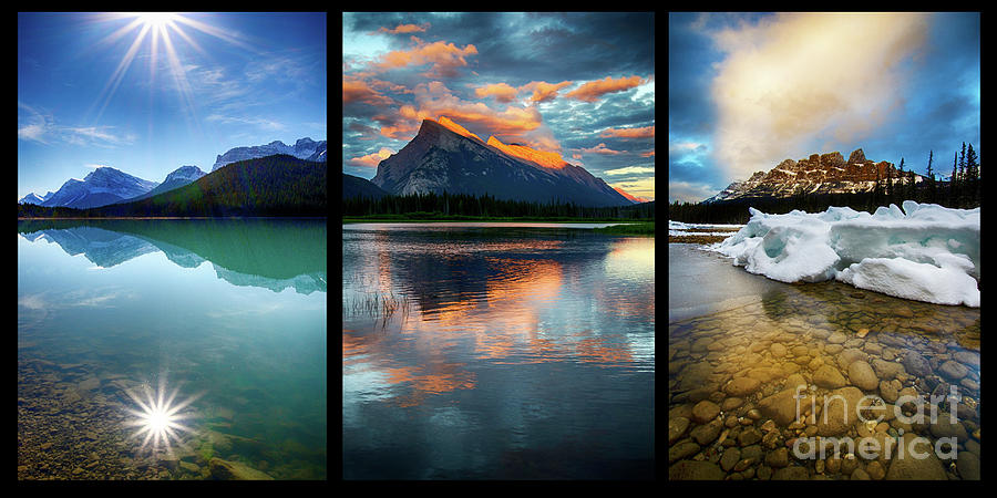The Beautiful Canadian Rockies Triptych Photograph by Bob Christopher