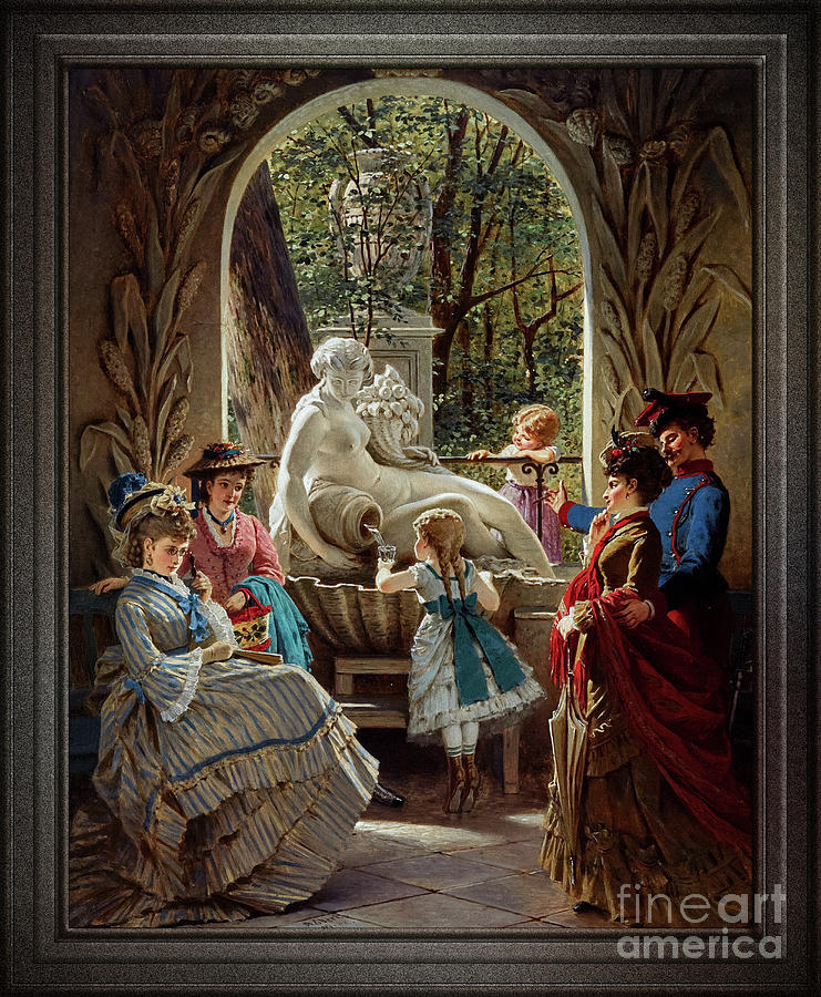 The Beautiful Fountain by Anton Ebert Classical Art Old Masters Reproduction Painting by Rolando Burbon