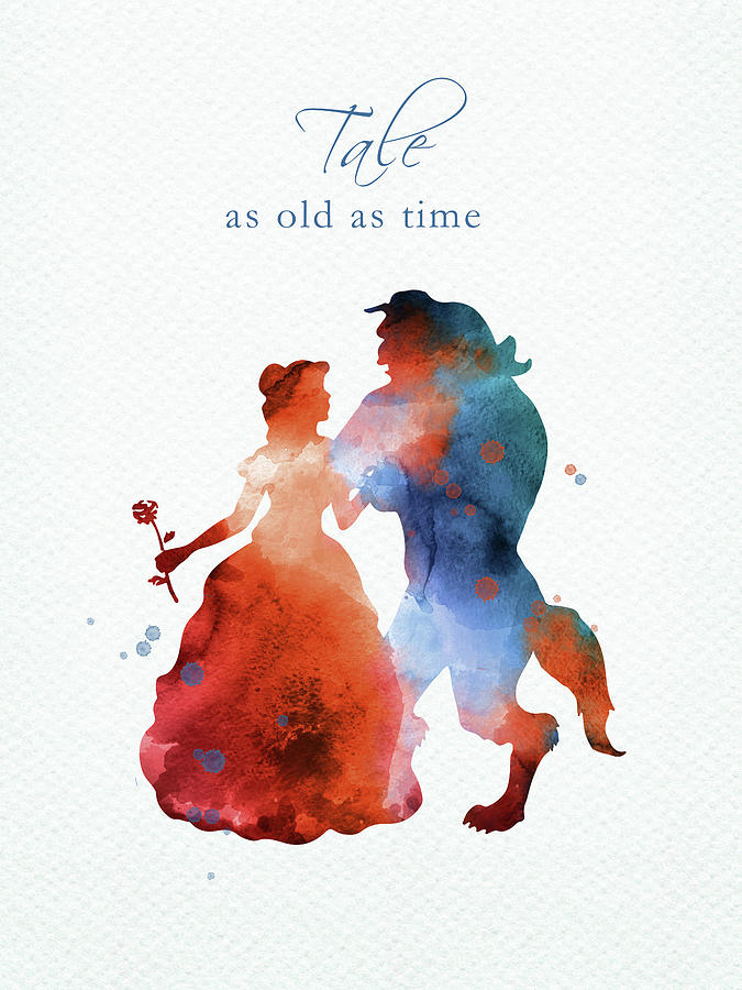 Beauty And The Beast Watercolor Digital Art By Mihaela Pater