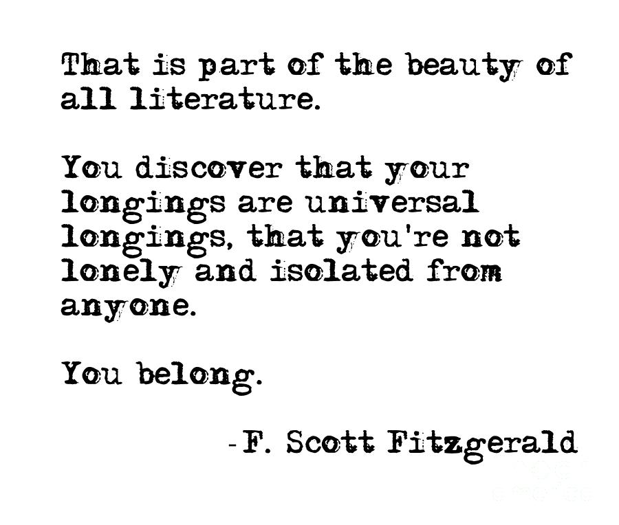 The beauty of all literature - F Scott Fitzgerald Digital Art by Peggie ...