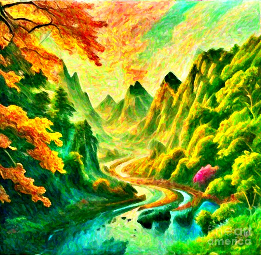 The beauty of nature watercolor painting 13 Painting by Digitly