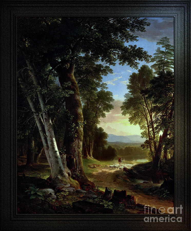 The Beeches by Brown Durand Classical Landscape Reproduction Painting by Rolando Burbon
