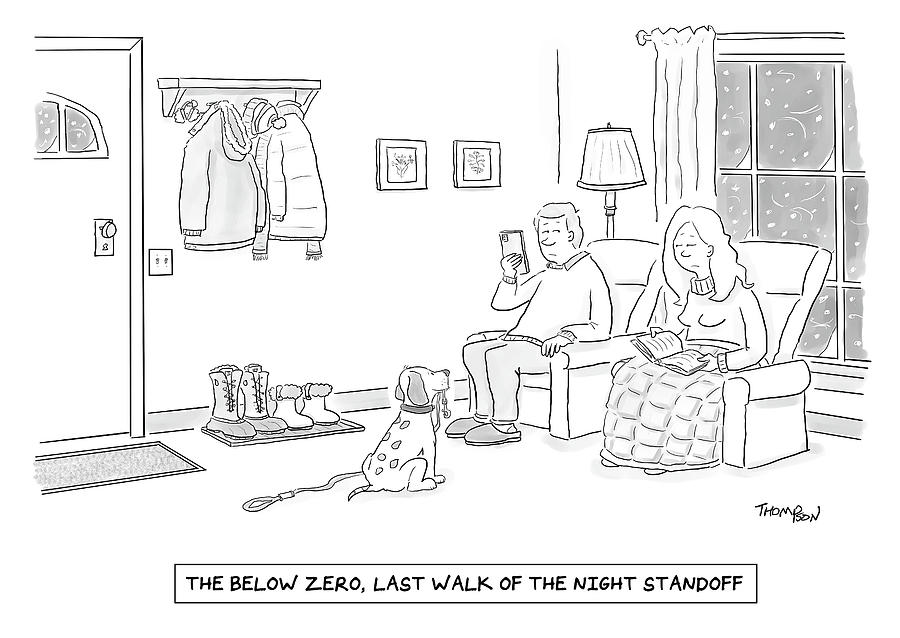 The Below Zero Last Walk of the Night Standoff Drawing by Mark Thompson