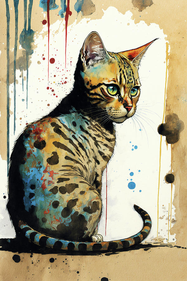 The Bengal Cat - Composition 007 Painting By Aryu - Fine Art America