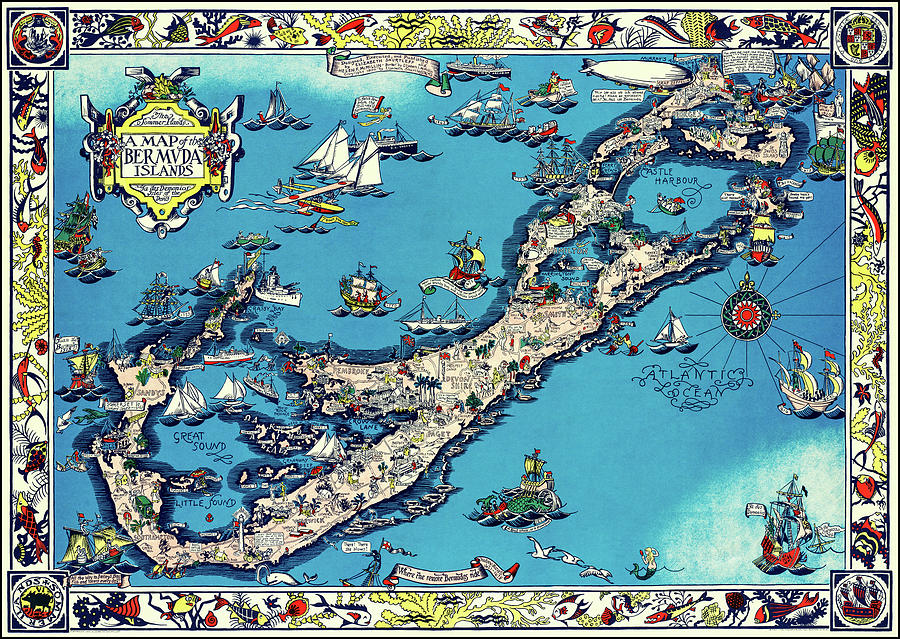 The Bermuda Islands Vintage Pictorial Map 1930 Photograph by Carol Japp