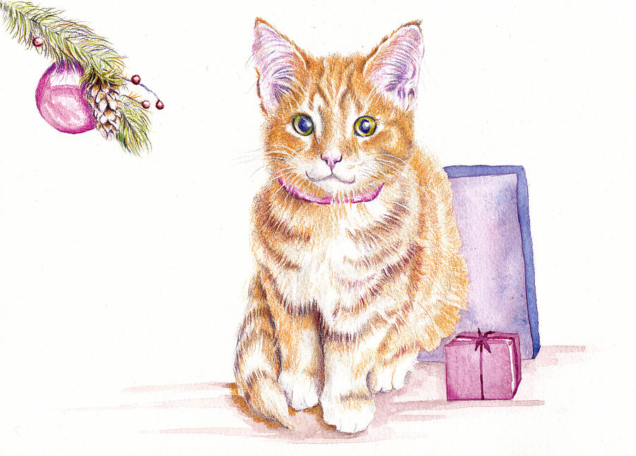 The Best Present - Ginger Kitten Painting by Debra Hall