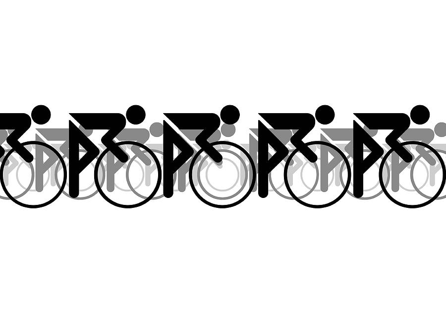 Bicycle Digital Art - The Bicycle Race 2 Black Repost by Brian Carson