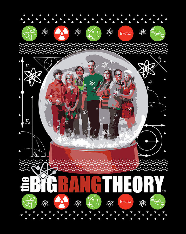 The Big Bang Theory Christmas Snow Globe Drawing by Tintin Bjorklund