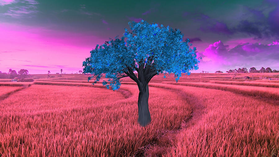 Tree Mixed Media - The Big Blue Tree by Marvin Blaine