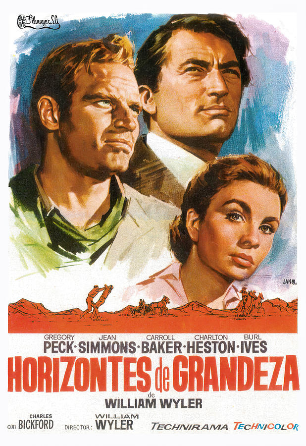 Big Movie Mixed Media - The Big Country, with Gregory Peck, 1958 by Movie World Posters