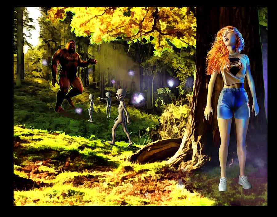 The Bigfoot Alien Connection Digital Art by Daryn Richardson Black