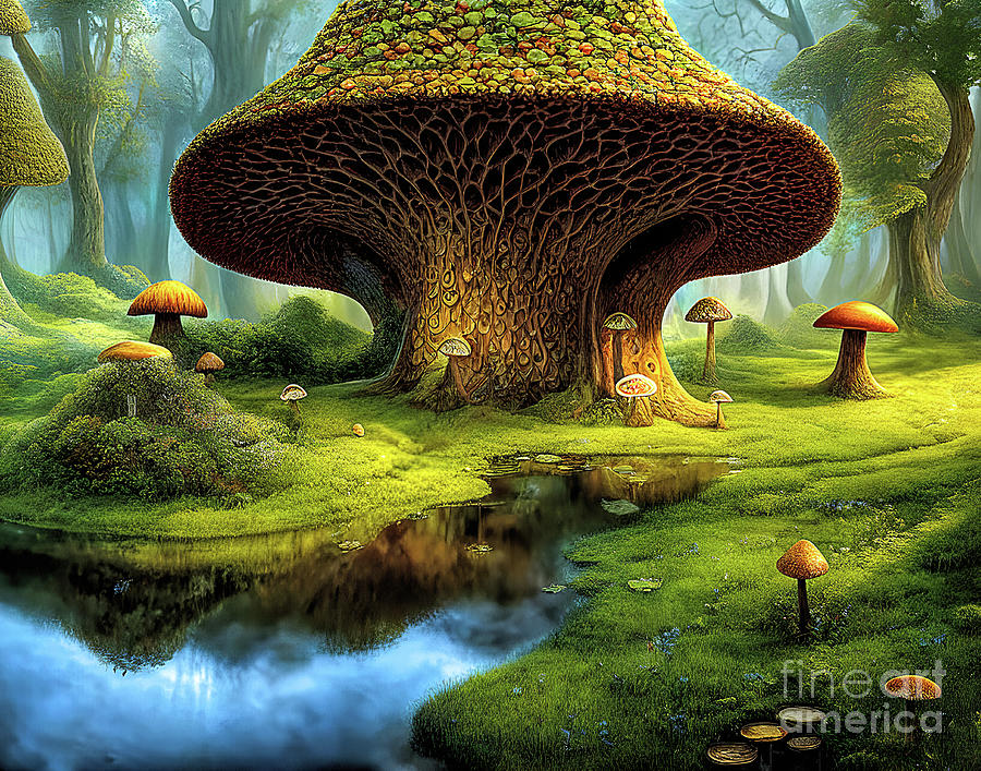 Mushroom Digital Art - The Biggest Mushroom by Elisabeth Lucas
