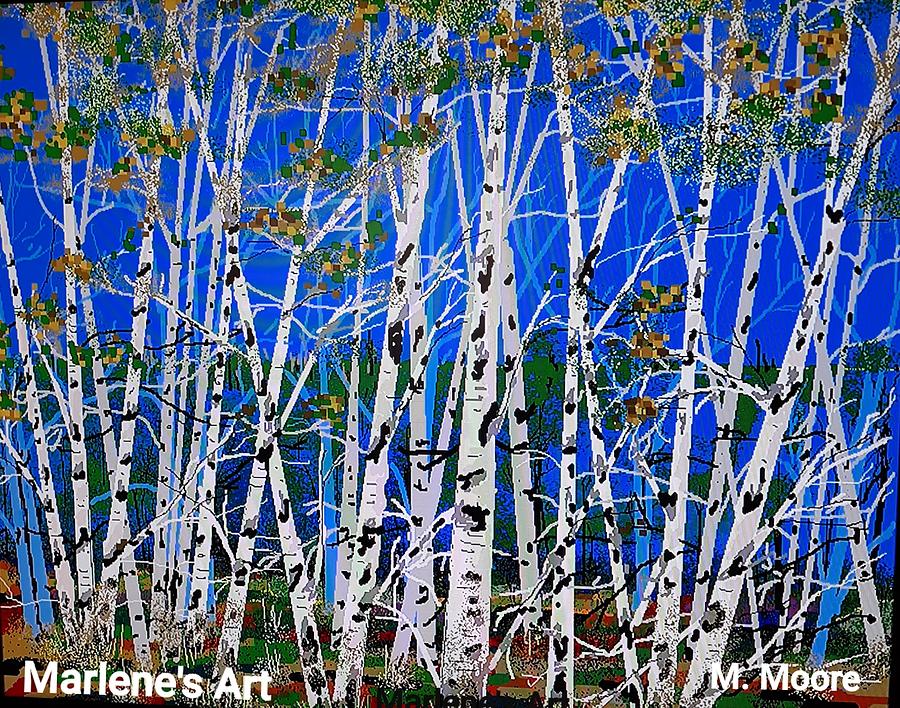The Birches Painting by Marlene Moore