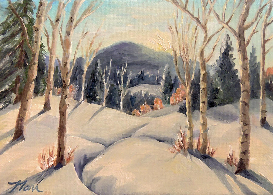 The Birches Winter View Painting by Nancy Griswold