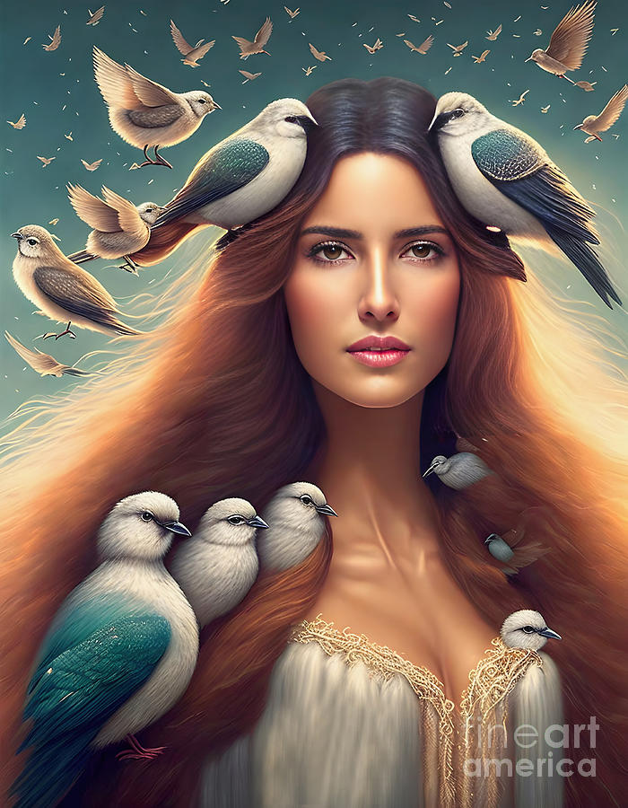 The Bird Lady by Kaye Menner Digital Art by Kaye Menner
