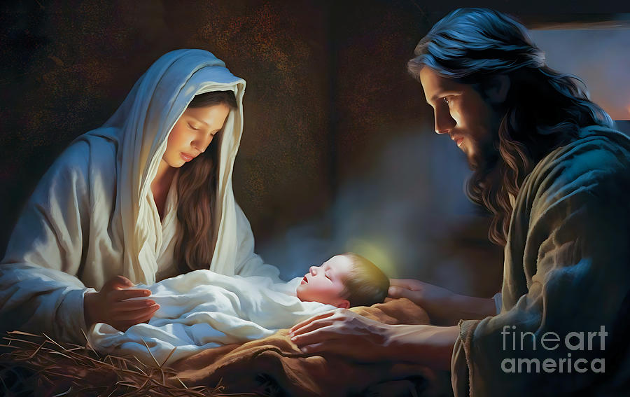 The Birth Of Jesus Painting By Mark Ashkenazi - Fine Art America