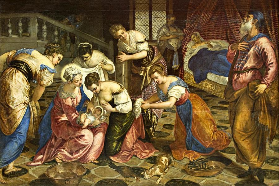 Youngster Painting - The Birth Of John The Baptist by Tintoretto