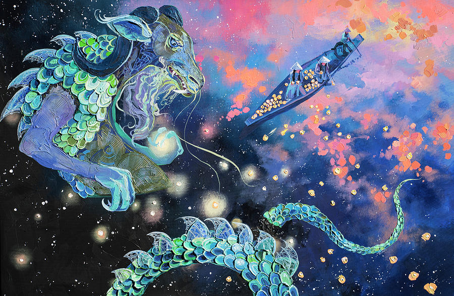 Dragon Painting - The Birth Of Stars  by Anastasia Trusova