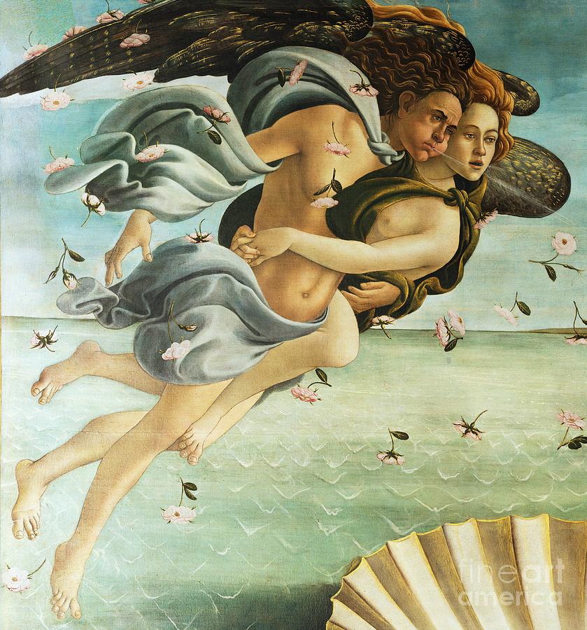 The Birth of Venus - Zephyr and Chloris Painting by Sandro Botticelli