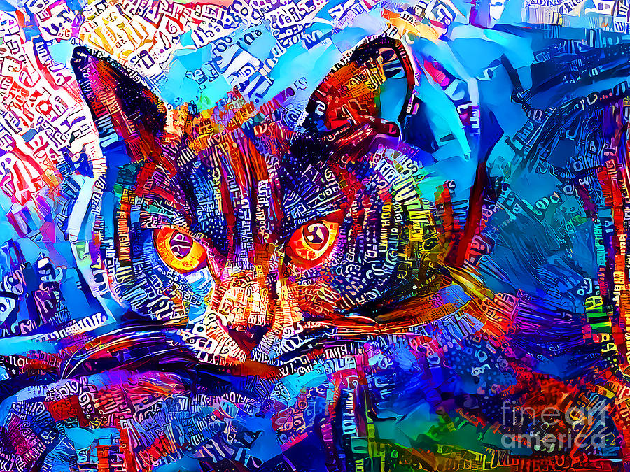 The Black Cat In Vibrant Modern Contemporary Urban Style 20211007 v2 Photograph by Wingsdomain Art and Photography