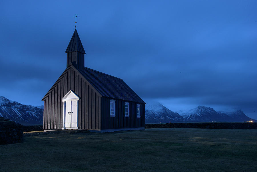 The Black Church of Iceland at Night Photograph by Dubi Roman