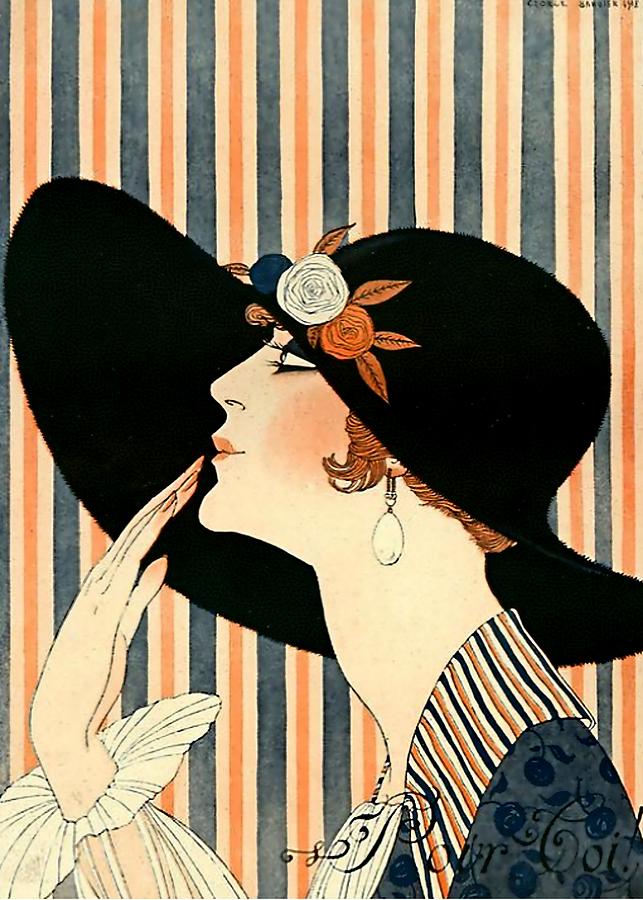 The Black Hat Art Deco Illustration Digital Art by Patricia Keith | Pixels