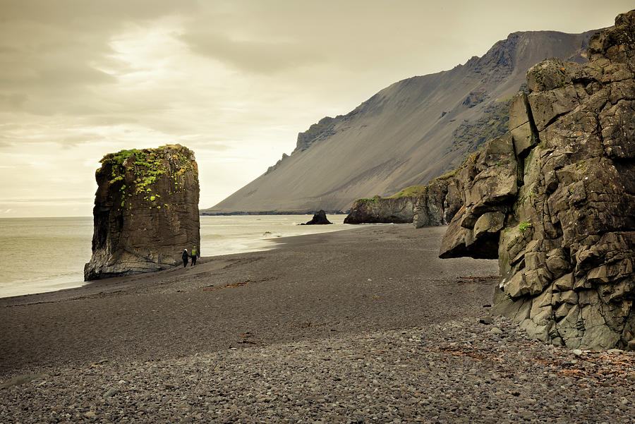 The black pebble beach on the Hvalnes coast, Iceland Photograph by RicardMN Photography