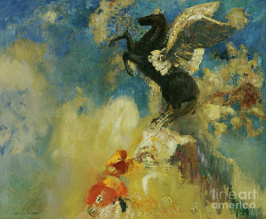Odilon Redon Painting - The Black Pegasus by Odilon Redon by Odilon Redon