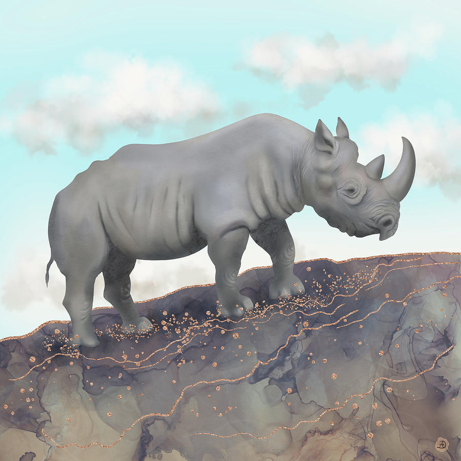 The Black Rhino - Wildlife of Africa Digital Art by Andreea Dumez