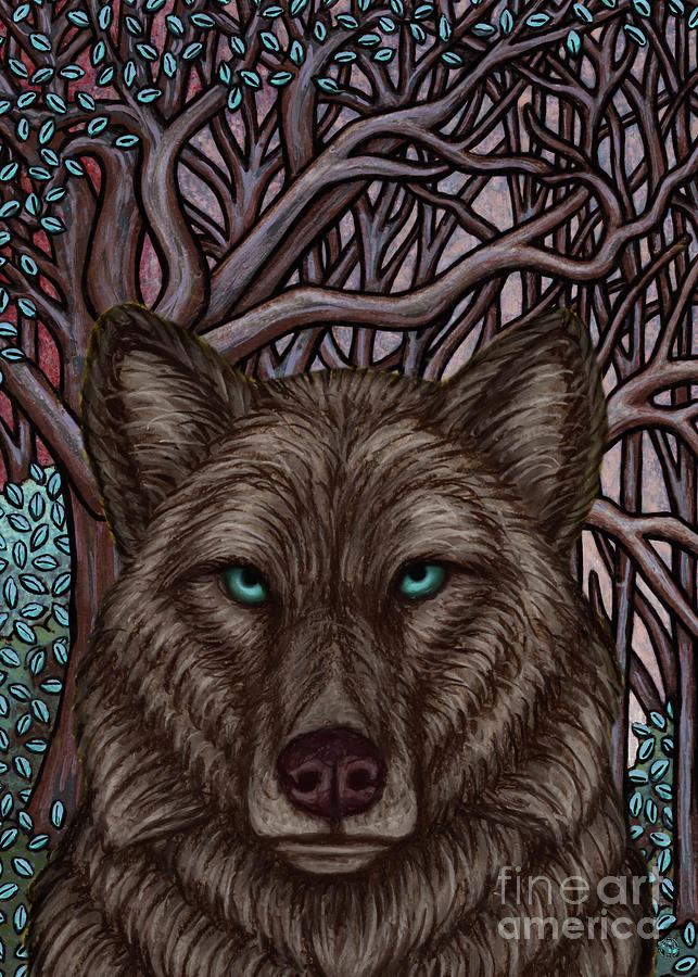 The Black Wolf Forest Painting by Amy E Fraser
