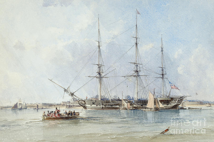 The Blackwall frigate Seringapatam at anchor off Tilbury Fort, 1839 Painting by George the Elder Chambers