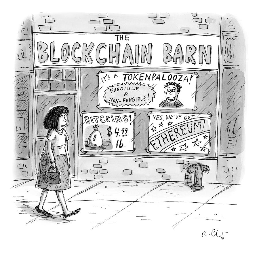 The Blockchain Barn Drawing by Roz Chast