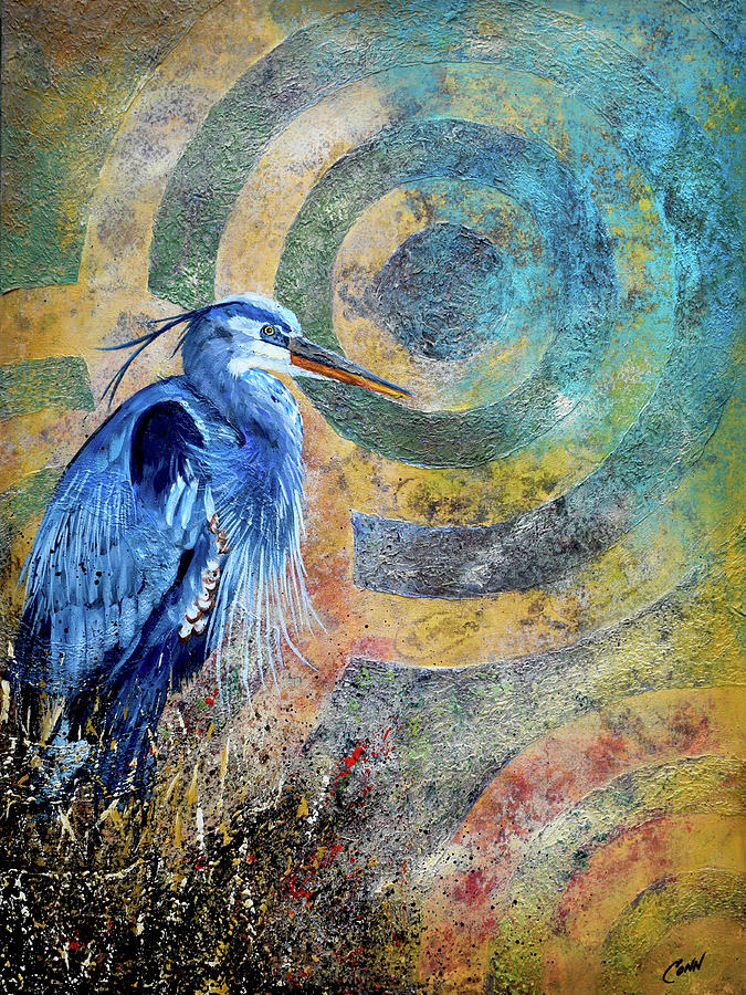The Blue and the Gold Mixed Media by Shawn Conn