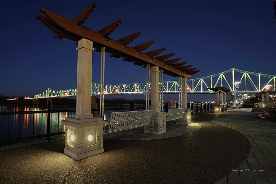 The Blue Bridge at Night, Owensboro, KY Photograph by Wendell Thompson