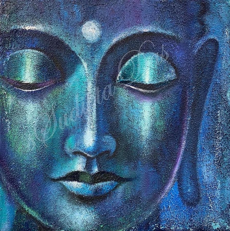 The Blue Buddha Painting by Sudipta Das - Pixels