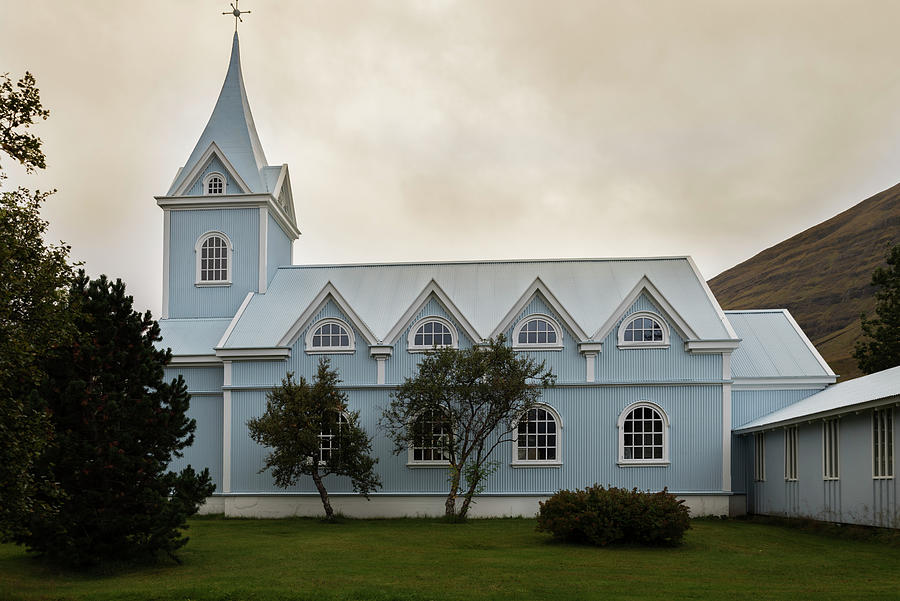 The Blue Church in Seydisfjordur, Iceland, lateral view Photograph by RicardMN Photography