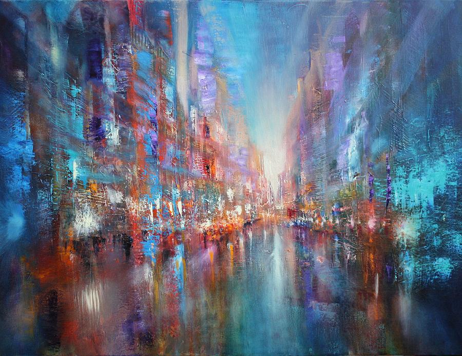The blue city Painting by Annette Schmucker