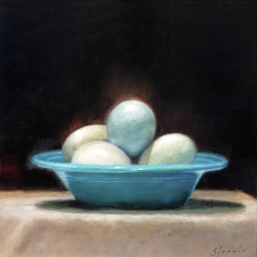 Egg Painting - The Blue Egg by Susan N Jarvis