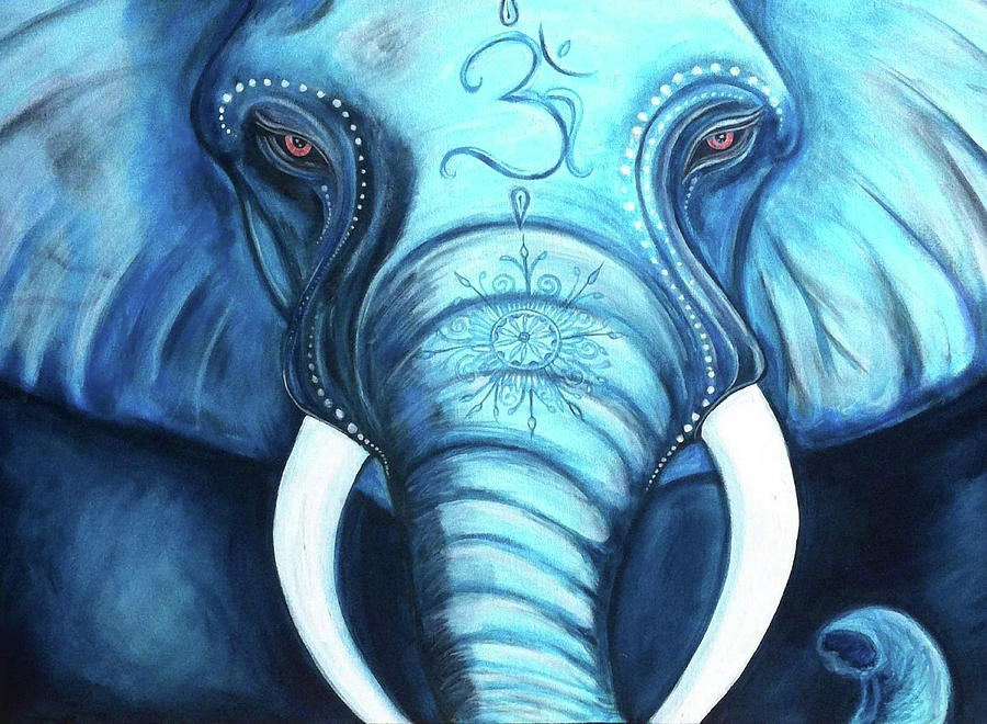 Animal Painting - The Blue Elephant  by Sarah Rose