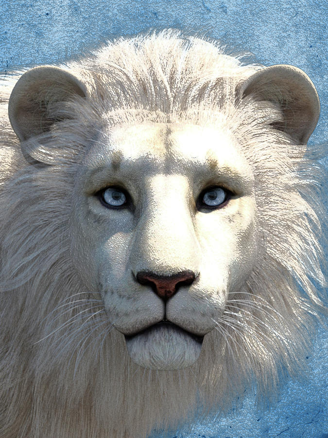 The Blue Eyed White Lion Digital Art by Henriette S-Hansen - Fine Art ...