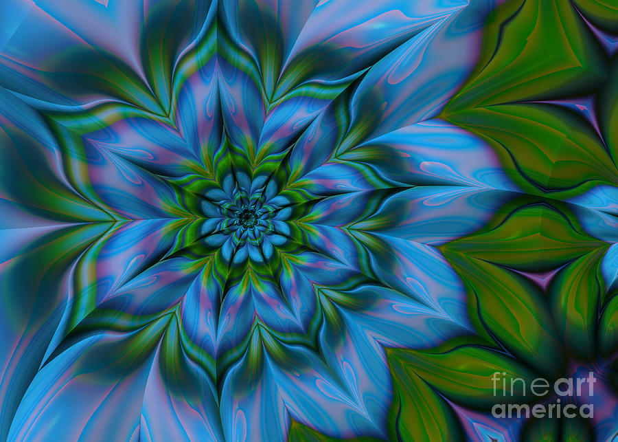 The Blue Flower   fractal Digital Art by Elaine Manley