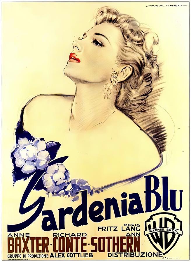 The Blue Gardenia, 1953 - art by Luigi Martinati Mixed Media by Movie World Posters