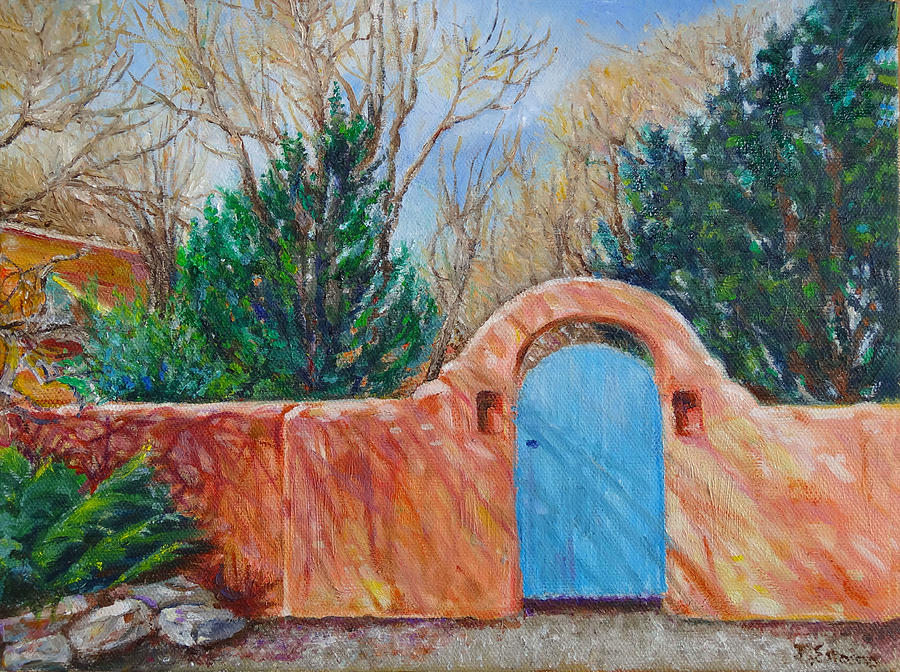 Santa Fe Painting - The Blue Gate by Barbara Esposito