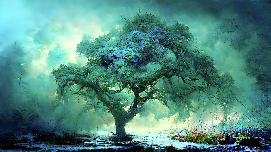 The Blue Green Tree Digital Art by Daniel Eskridge